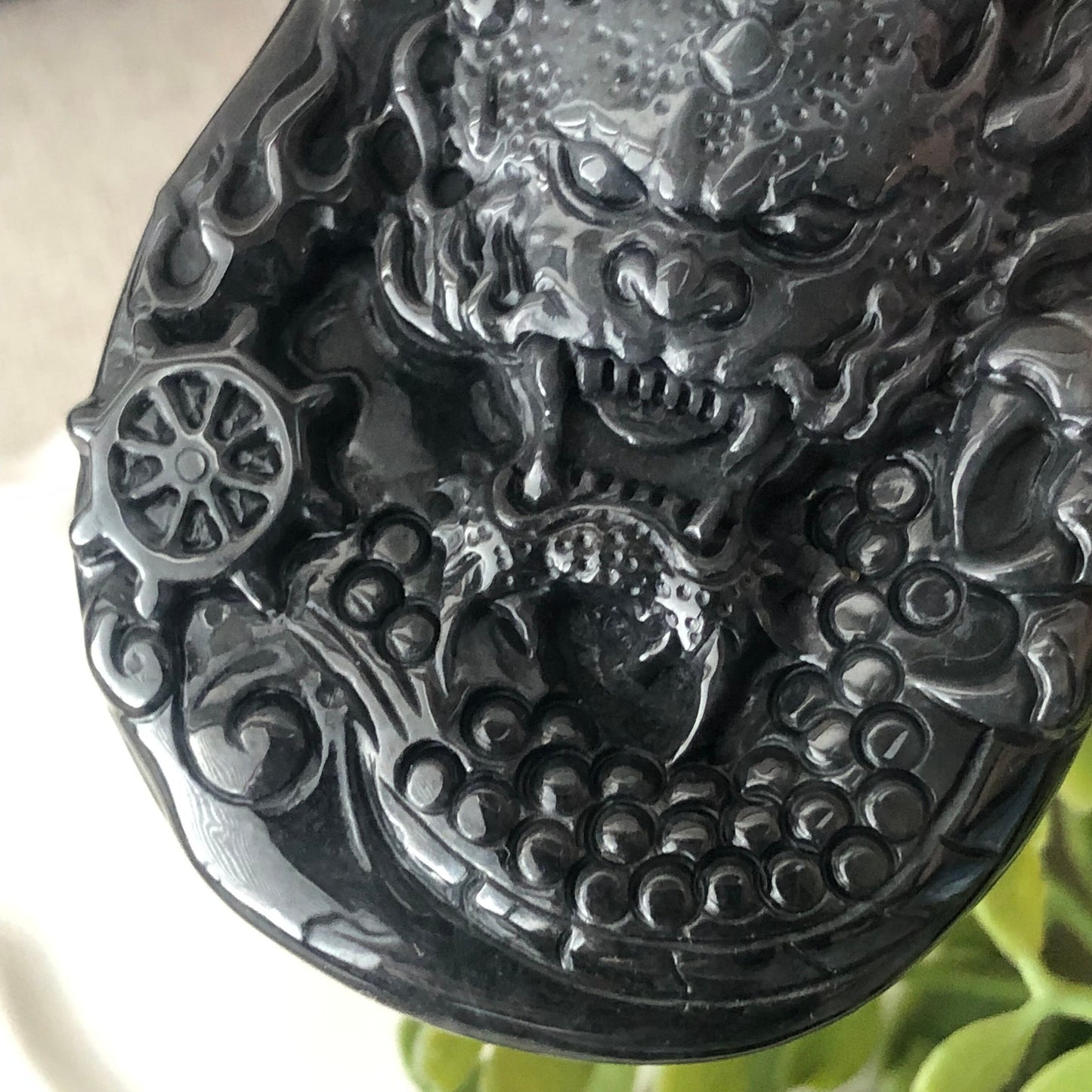 77mm Wuji Jadeite Jade Carved Dragon Pendant