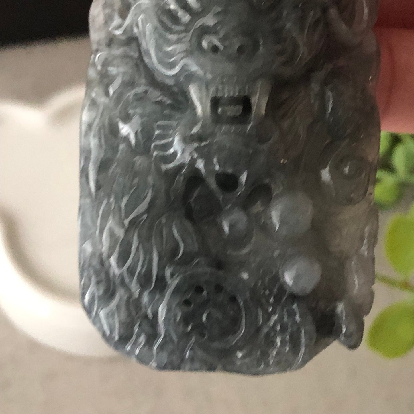 72 Jadeite Jade Wuji Grey Carved Dragon Pendant