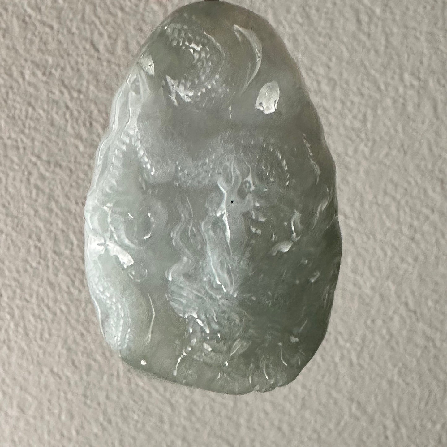 72mm Jadeite Jade White Green Carved Dragon Pendant