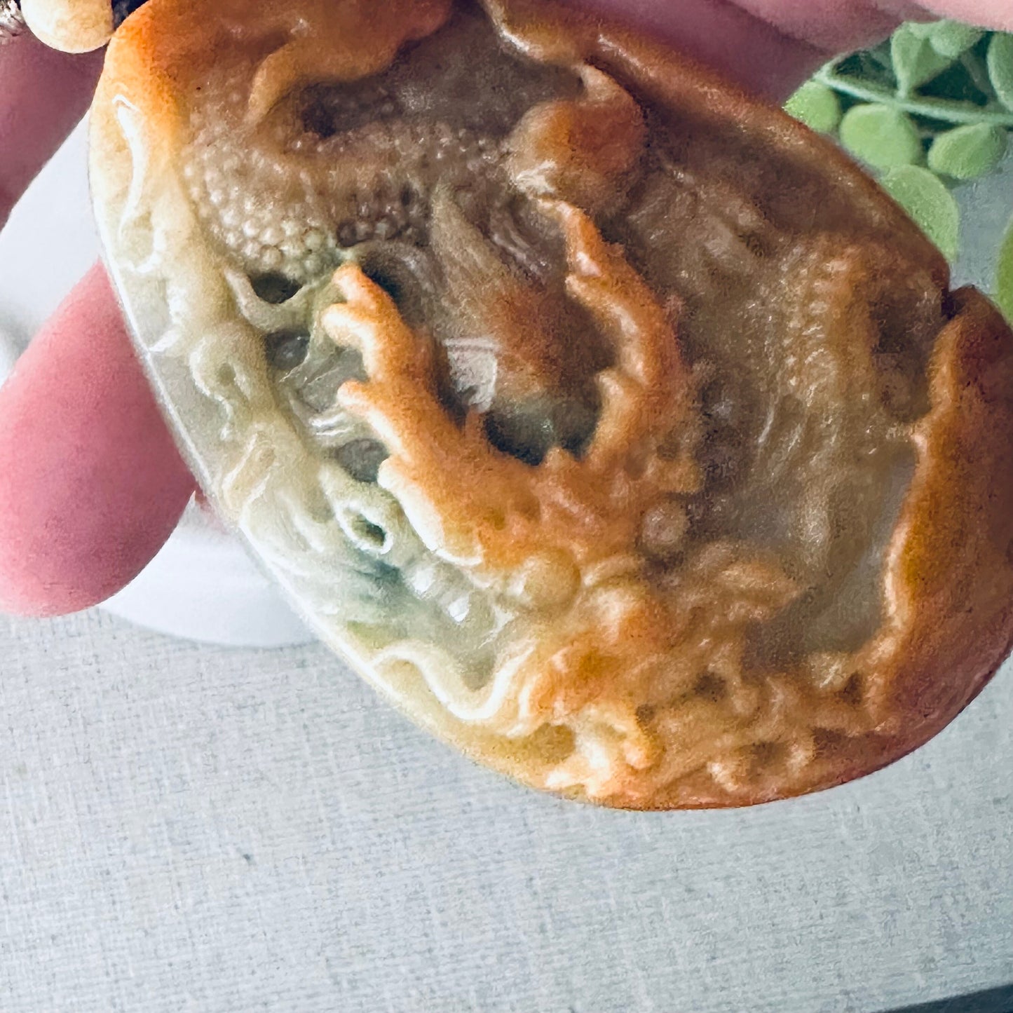 66mm Jadeite Jade Yellow Brown Carved Dragon Pendant