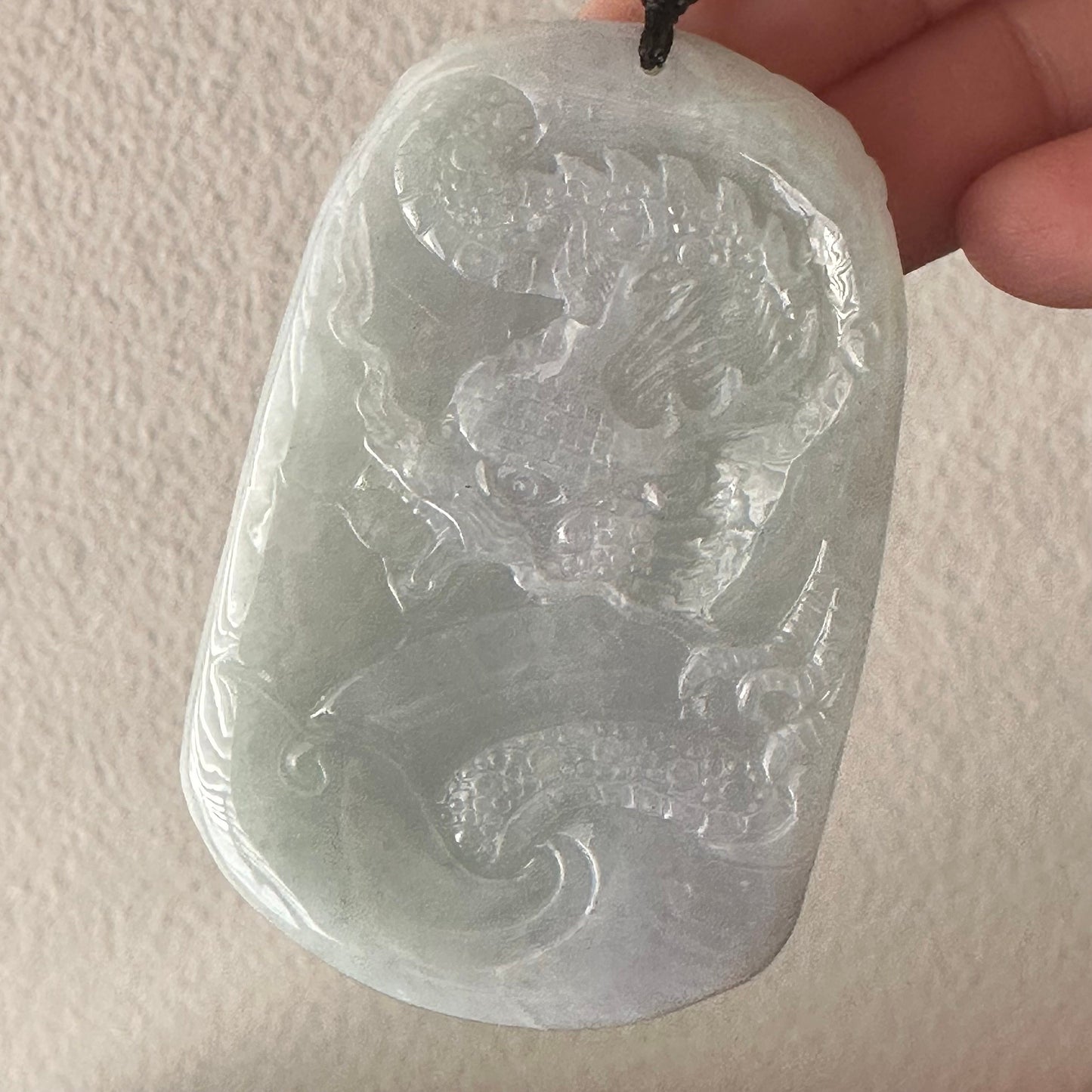 67.9mm Green Jadeite Jade Carved Nine Dragon Head Pendant