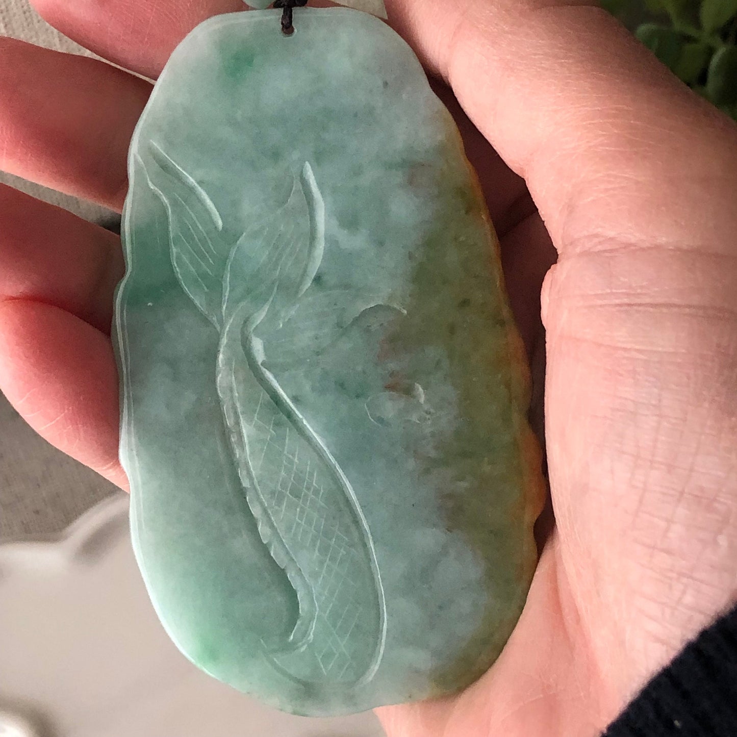 78.7mm Jadeite Jade Brown Green Carved Dragon Pendant