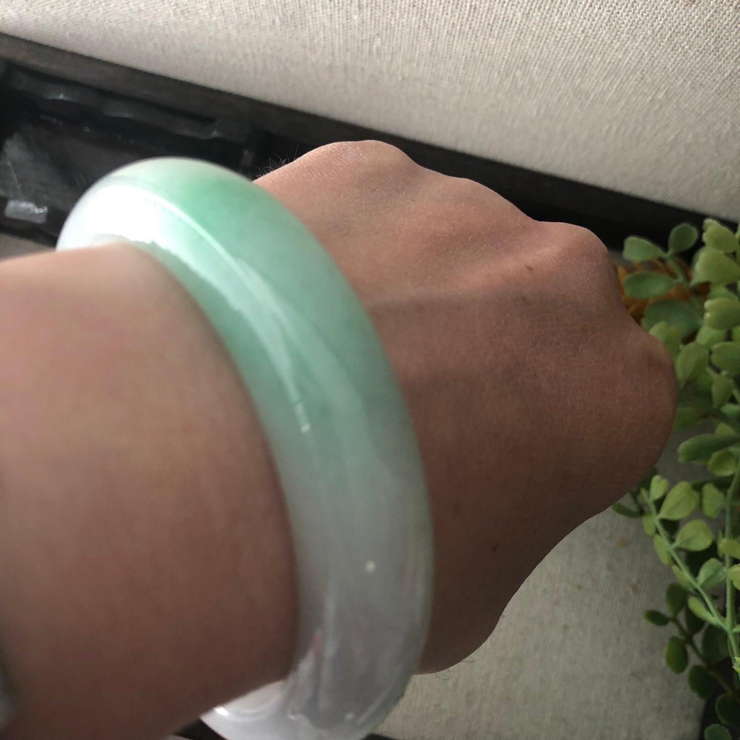 58mm Jadeite Jade White Green Moss Bangle