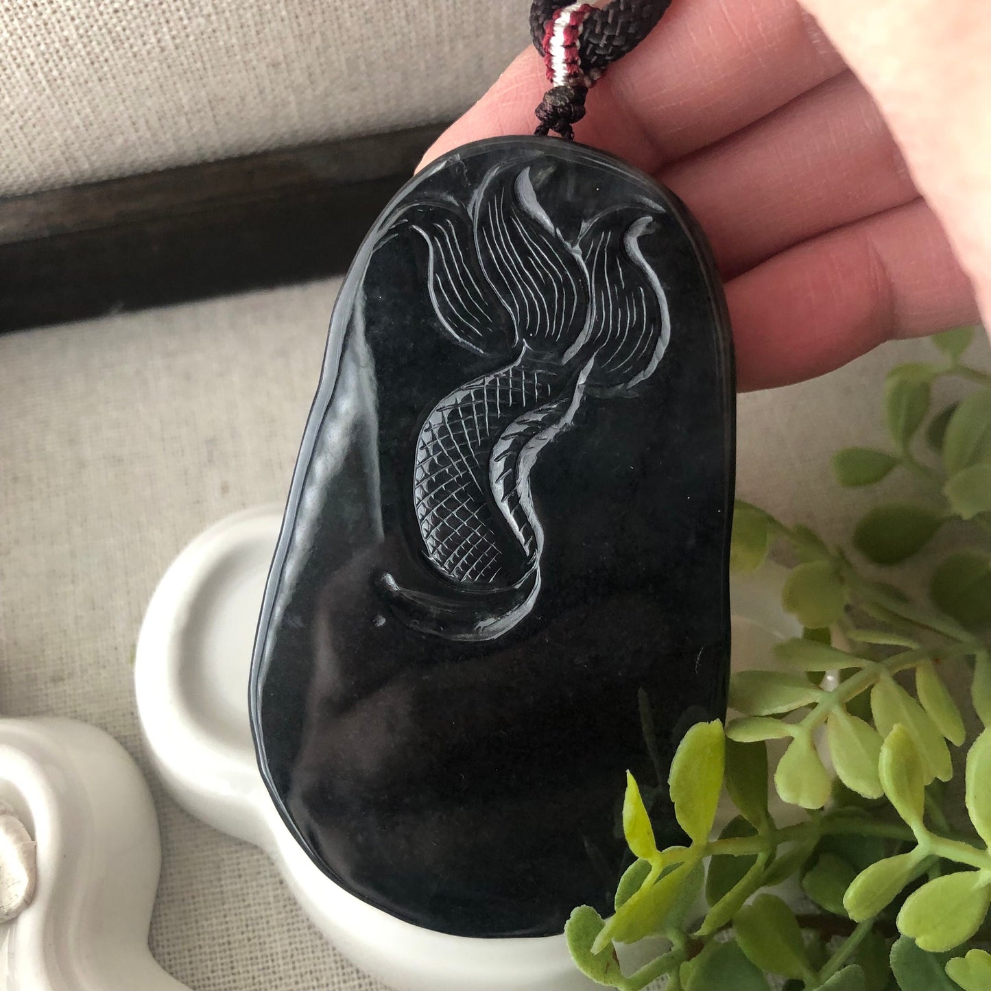 77mm Wuji Jadeite Jade Carved Dragon Pendant