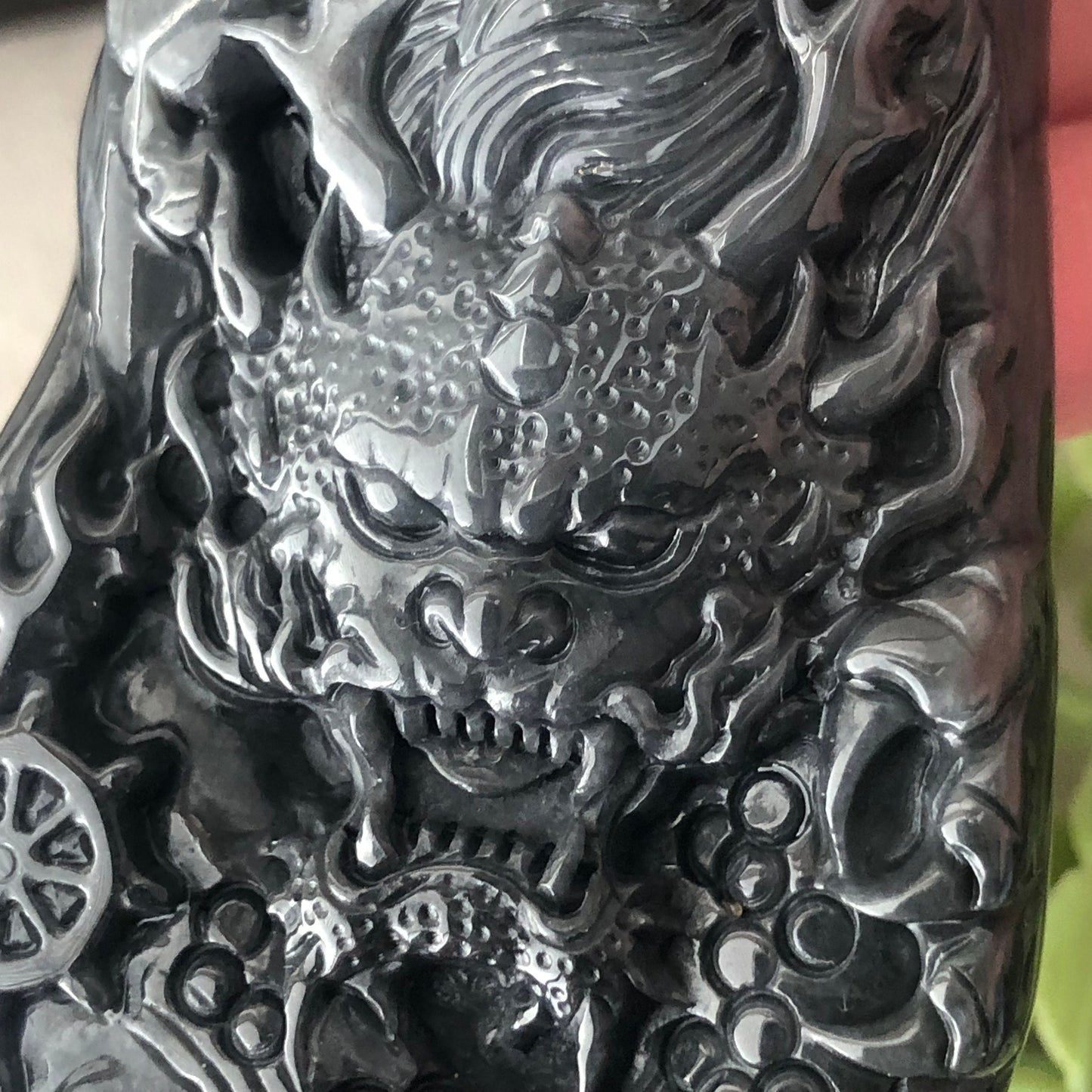 77mm Wuji Jadeite Jade Carved Dragon Pendant