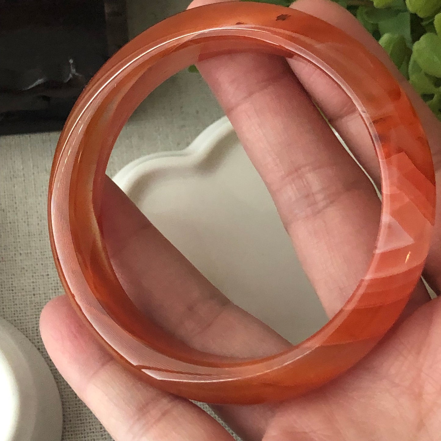 56mm High Quality Agate Red Gradient Natural Bangle