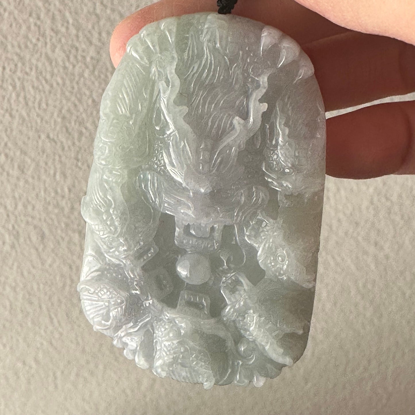 67.9mm Green Jadeite Jade Carved Nine Dragon Head Pendant