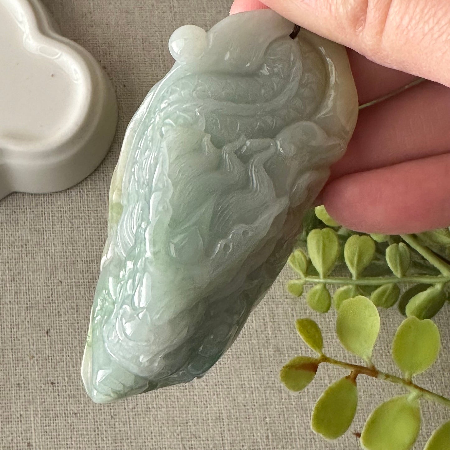 80mm Jadeite Jade Yellow Green Carved Dragon Pendant
