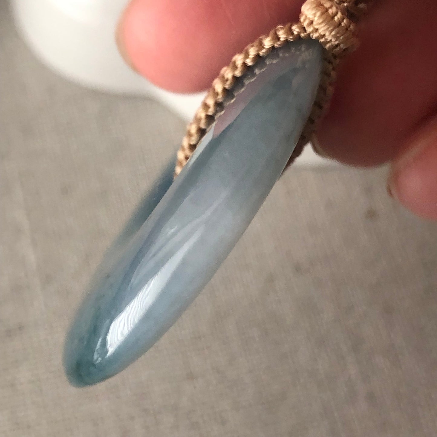 38.5mm Blue Glow Green Float Flowers Jadeite Jade Peace Donut Pendant