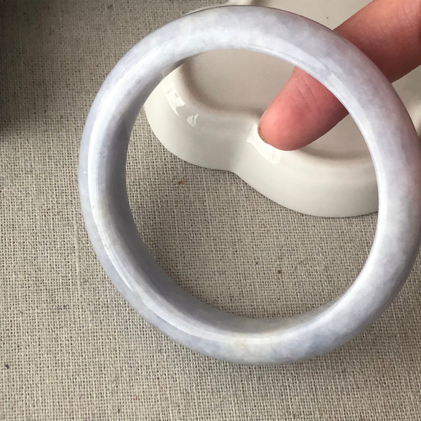 60mm Jadeite Jade Light Lavender D-shaped Bangle
