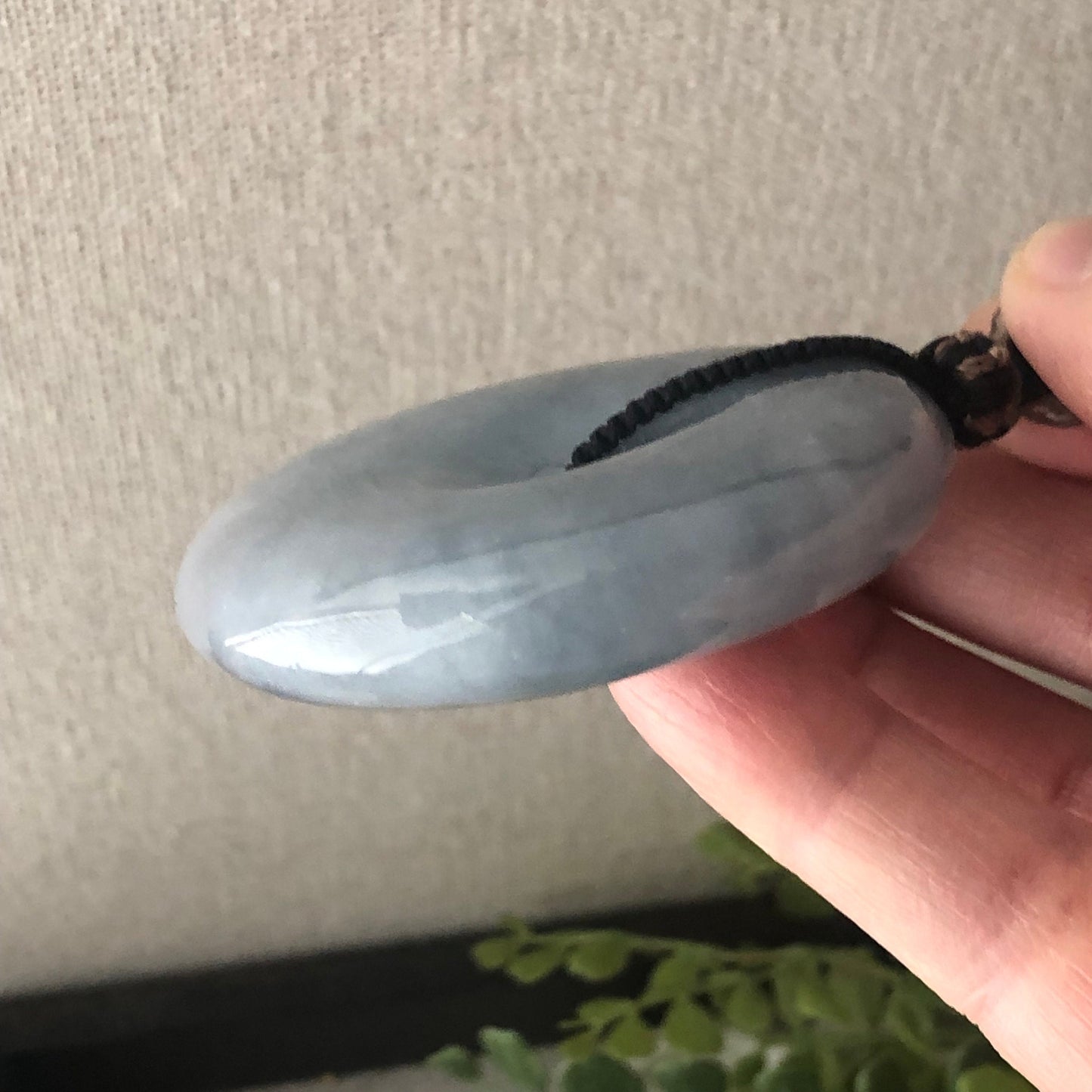 56mm Big Jadeite Jade Blue clouds Gradient Donut Pendant
