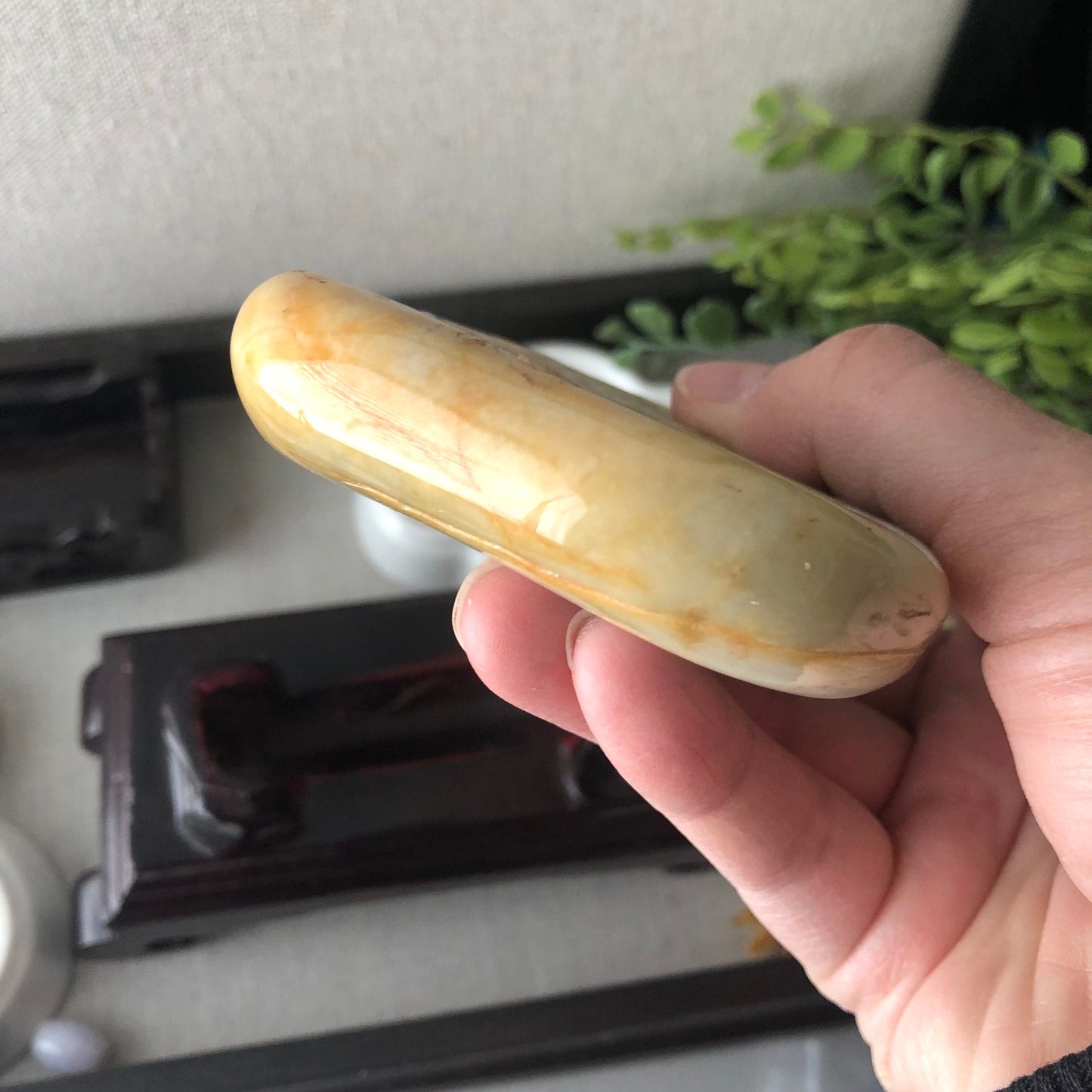 106mm Yellow Brown Jadeite Jade Carved Landscape Trees Mountain Display Statue