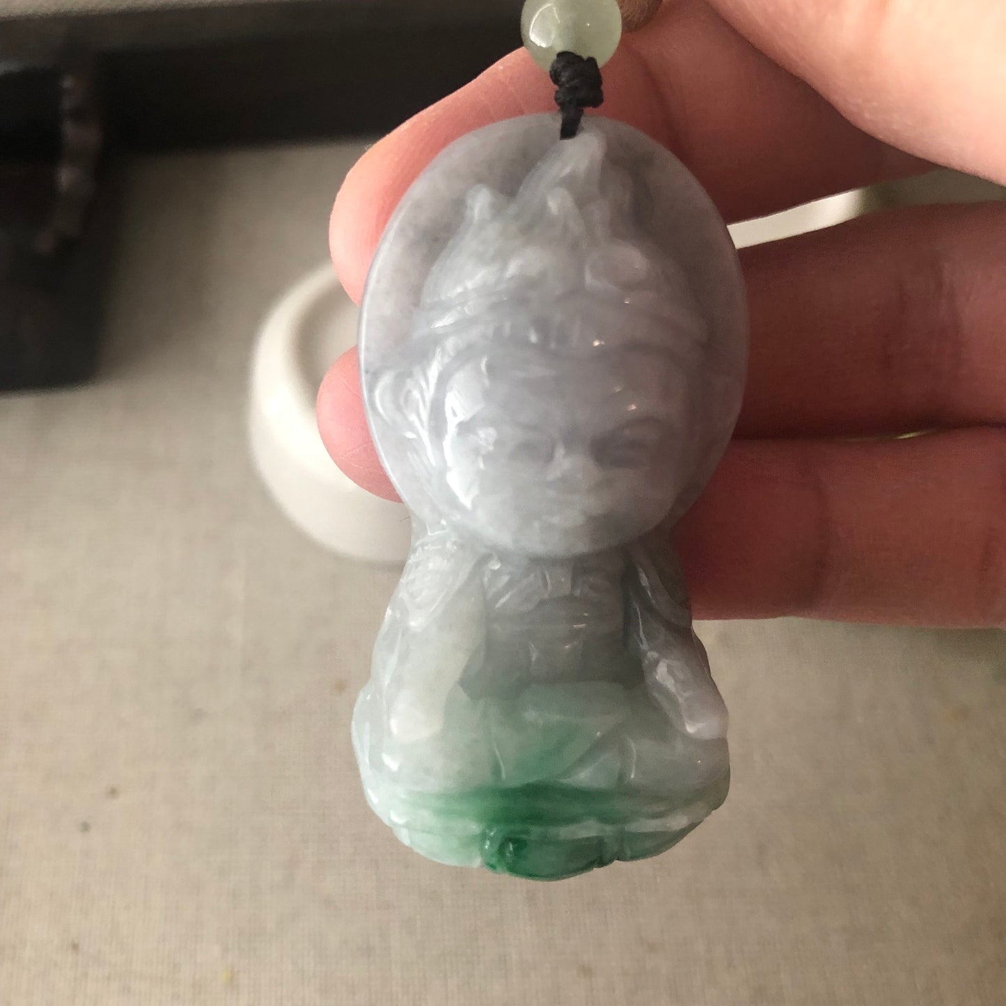48.6mm Wuji Green Jadeite Jade Carved Monkey King Pendant