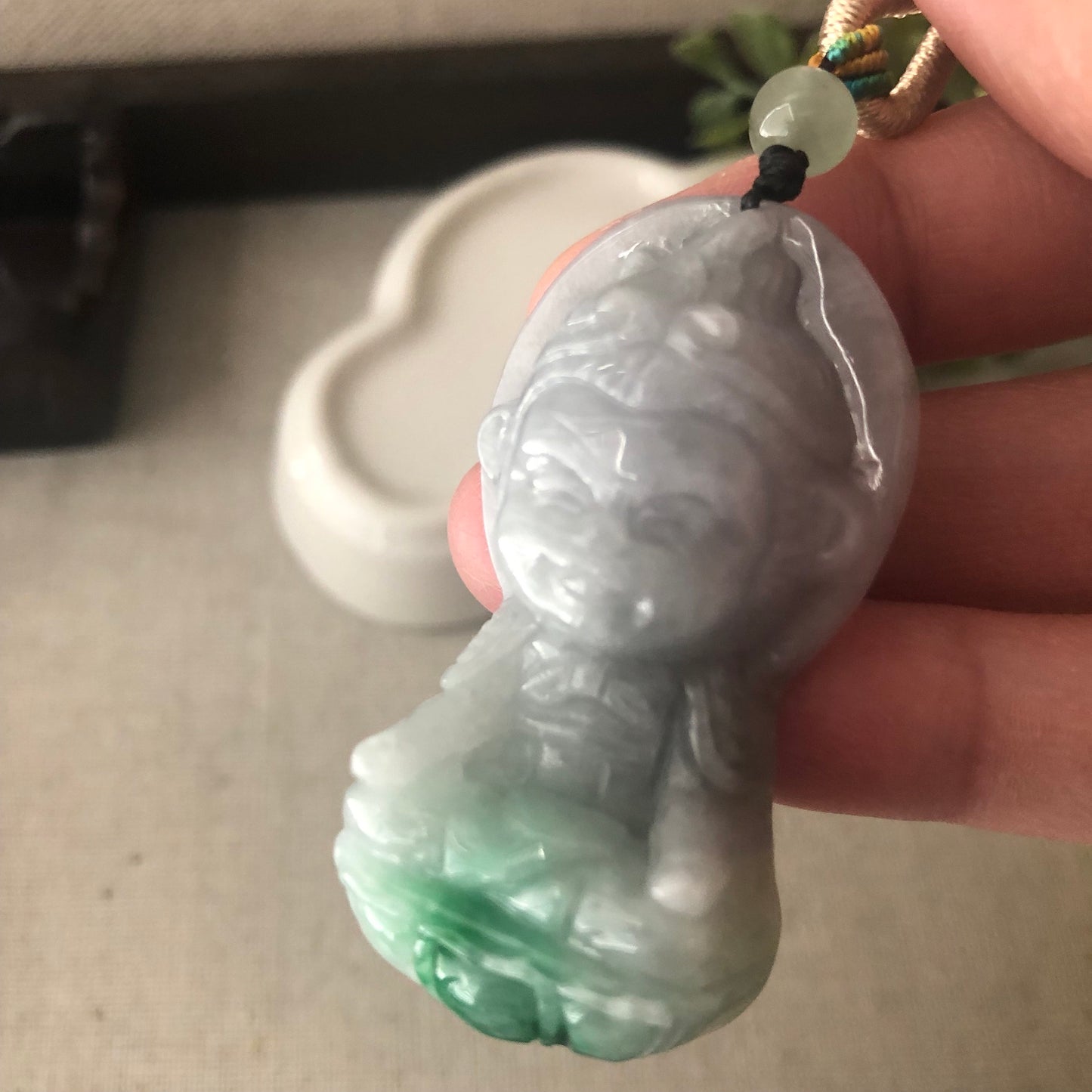 48.6mm Wuji Green Jadeite Jade Carved Monkey King Pendant