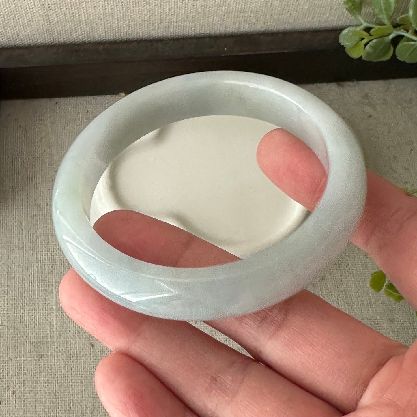 56.6mm Sky Blue Jadeite Jade D-shaped Bangle