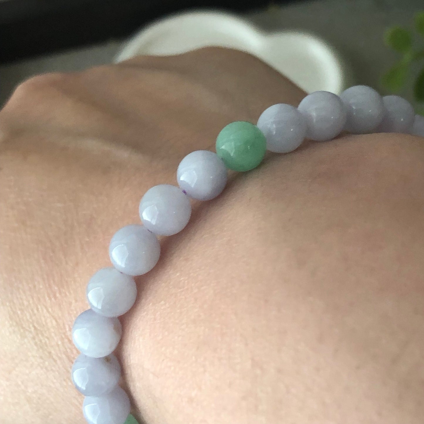 6.8 mm Lavender Jade Jadeite Bead Bracelet