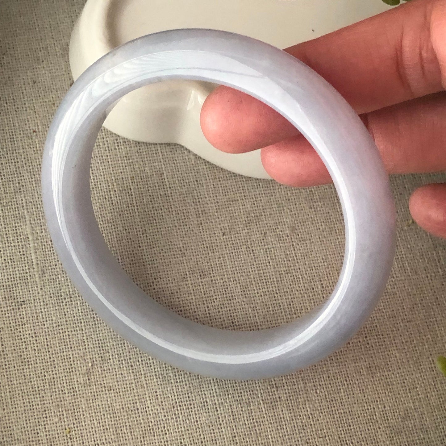 56.4mm Icy Lavender Jadeite D-shaped Bangle