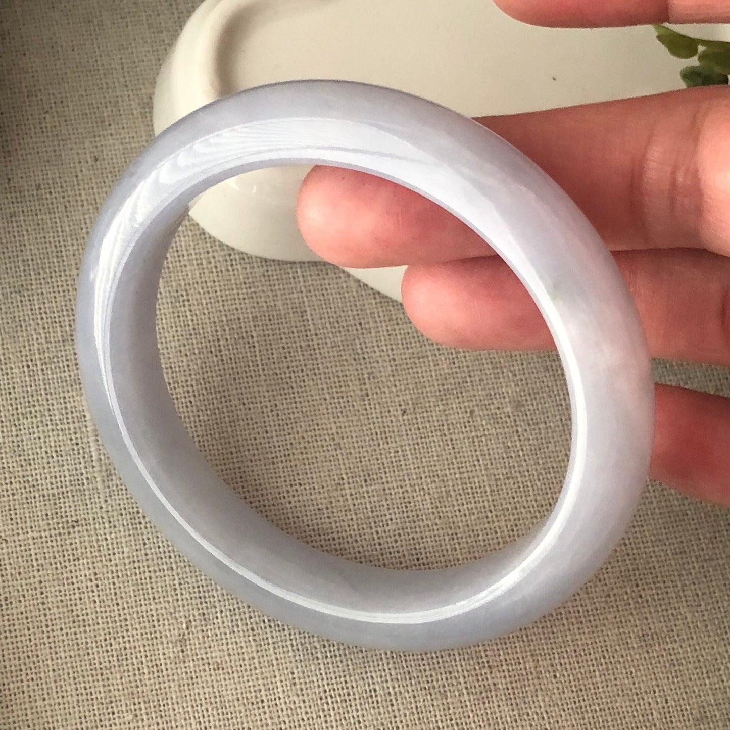 56.4mm Icy Lavender Jadeite D-shaped Bangle