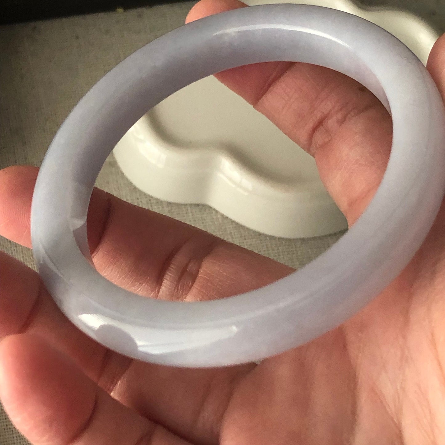 56.4mm Icy Lavender Jadeite D-shaped Bangle