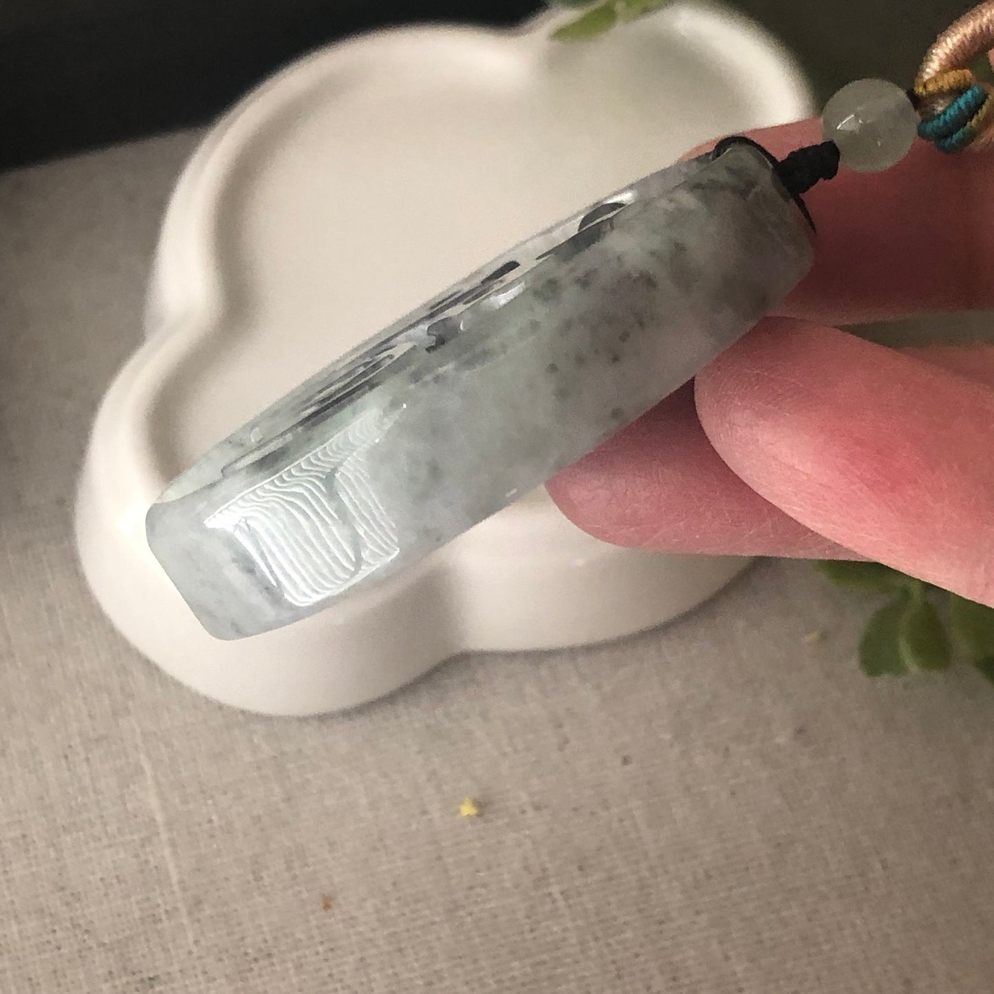 50mm Wuji Jadeite Jade Carved Happiness Character Pendant