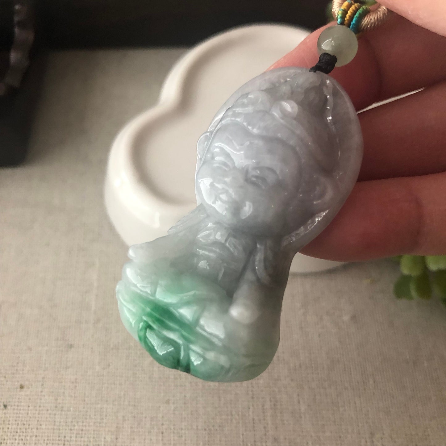 48.6mm Wuji Green Jadeite Jade Carved Monkey King Pendant