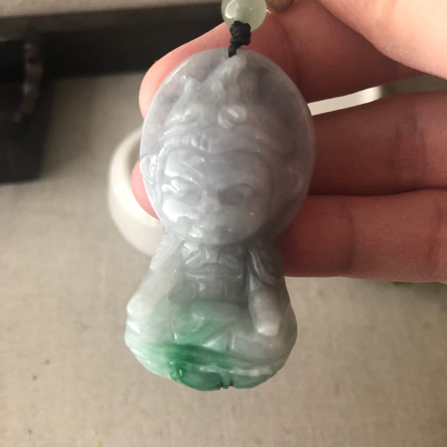 48.6mm Wuji Green Jadeite Jade Carved Monkey King Pendant