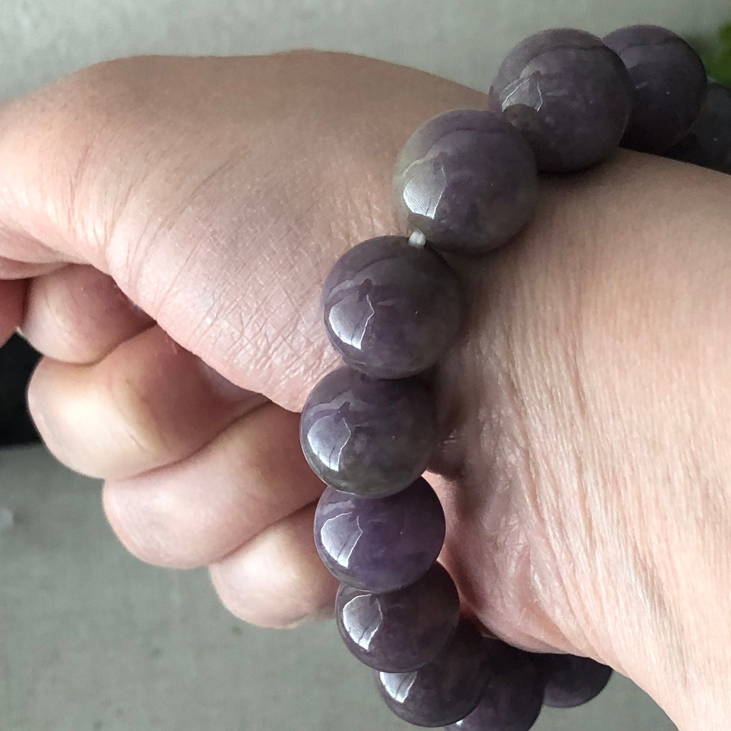 13.6 mm RARE Purple Mauve Cotton Jadeite Jade Bead Bracelet