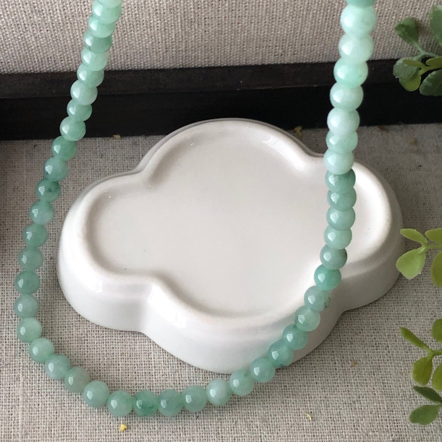 6.3mm Sweet Green Jadeite Jade Bead Bracelet Necklace