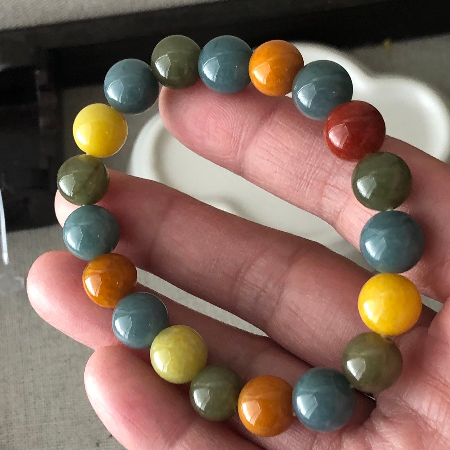 9.5 mm Assorted colors Jadeite Jade Bead Bracelet