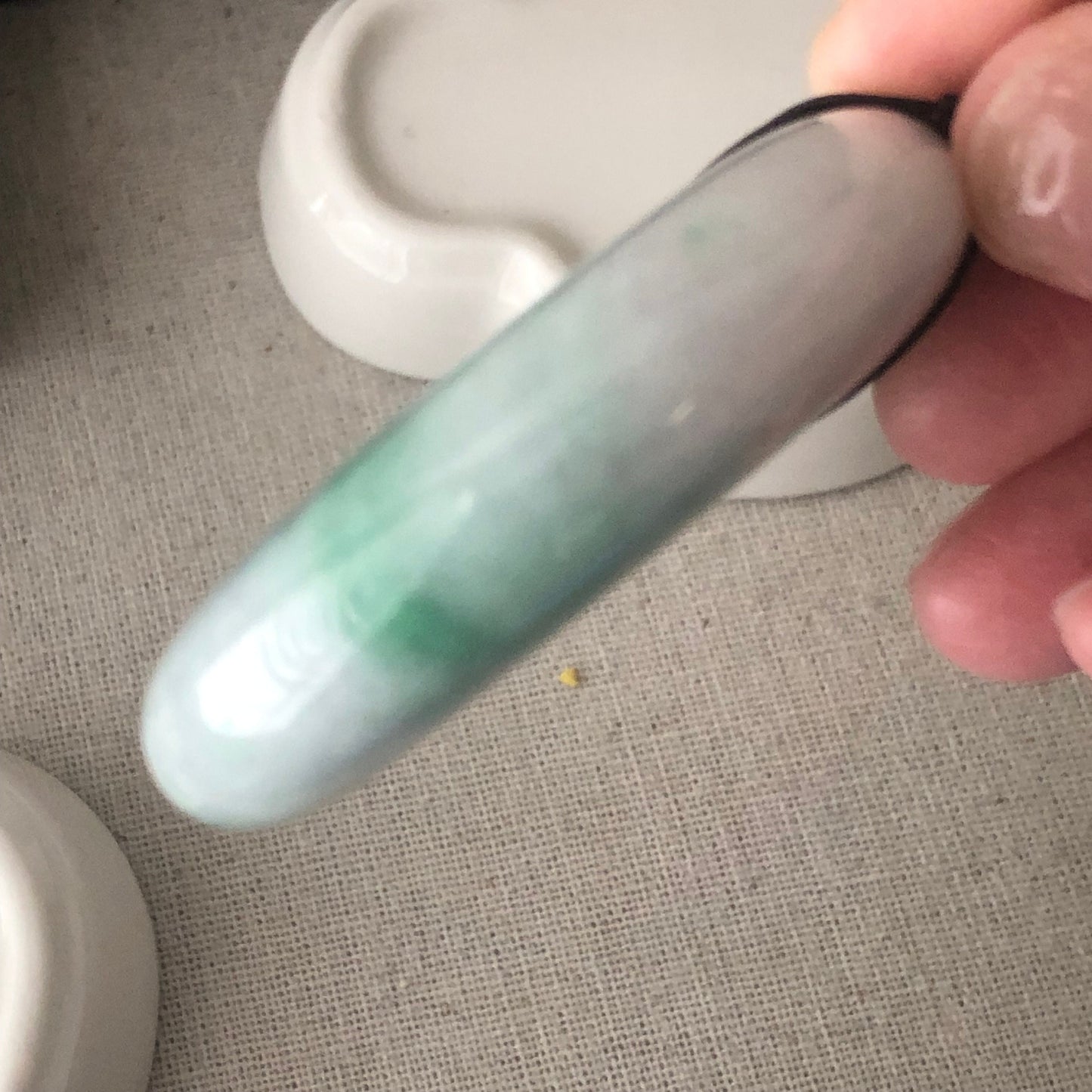 56mm Big Jadeite Jade Green White clouds Gradient Donut Pendant