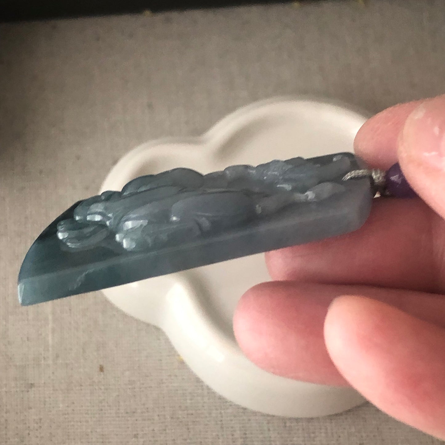51.7mm Blue Jadeite Jade Carved Pig Pendant