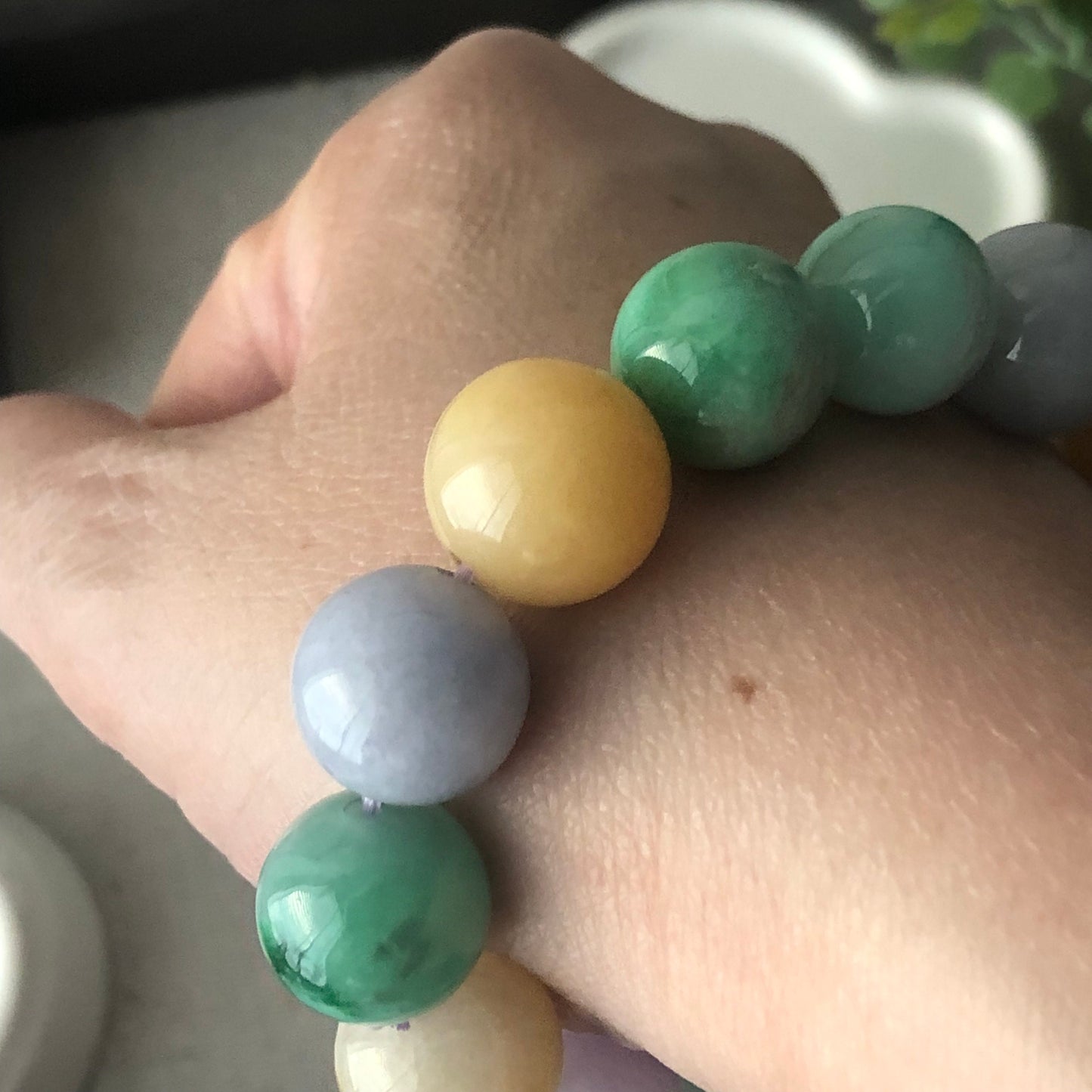 14mm Assorted Colors Jade Jadeite Beaded Bracelet