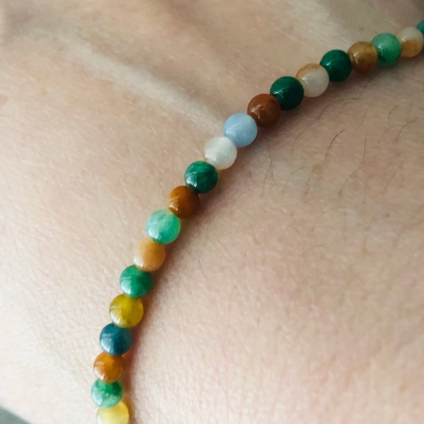 3.5mm Icy Glossy Assorted Colors Jadeite Jade Bead Bracelet