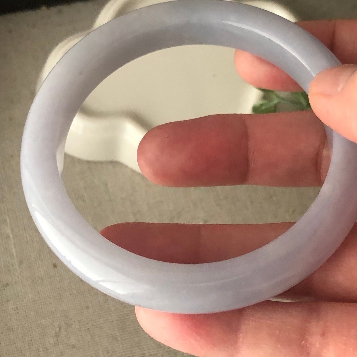 56.4mm Icy Lavender Jadeite D-shaped Bangle