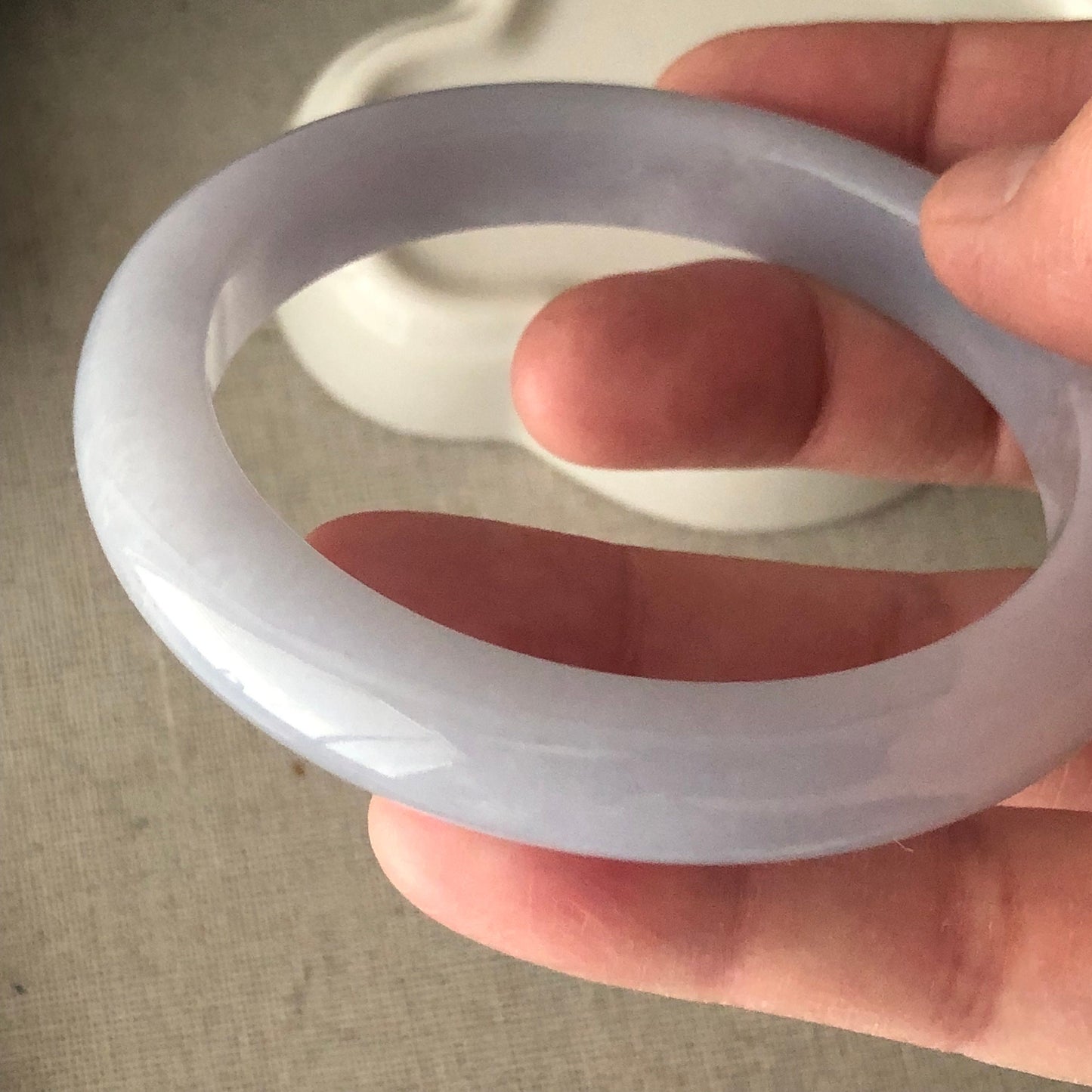 56.4mm Icy Lavender Jadeite D-shaped Bangle