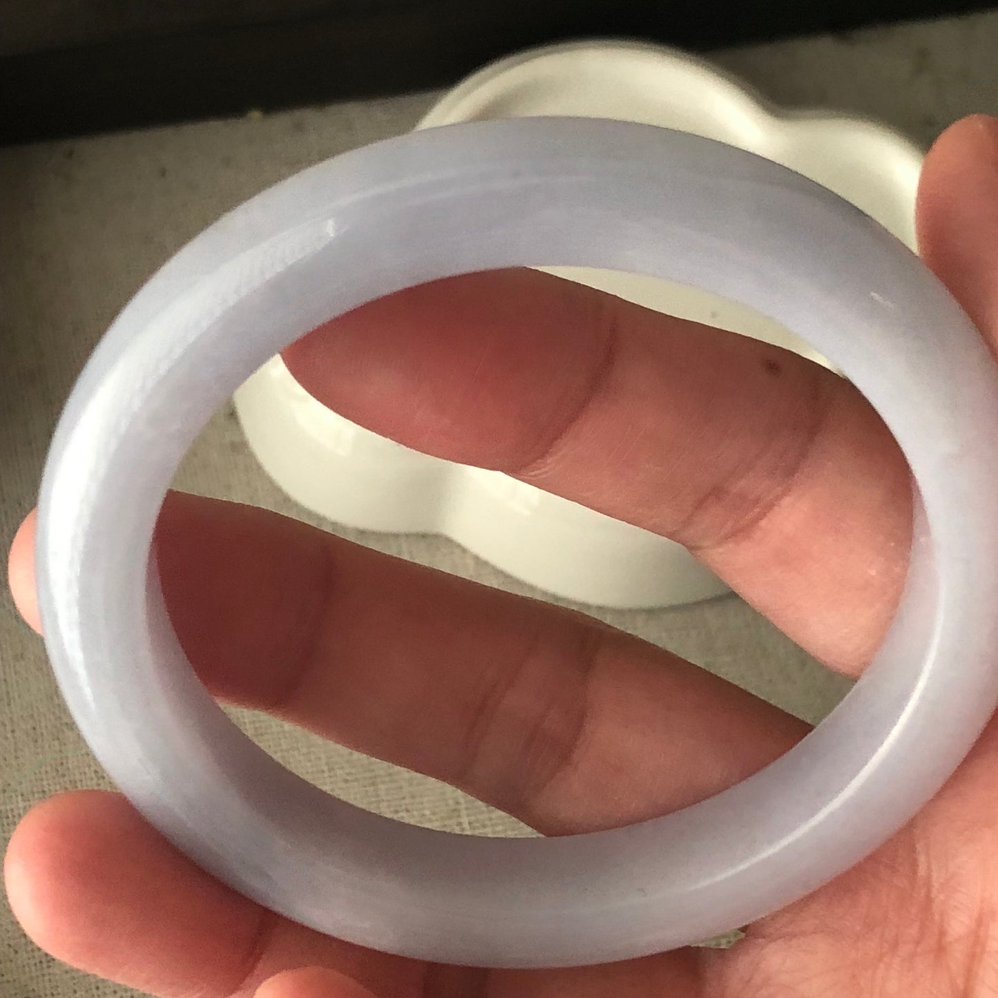 56.4mm Icy Lavender Jadeite D-shaped Bangle