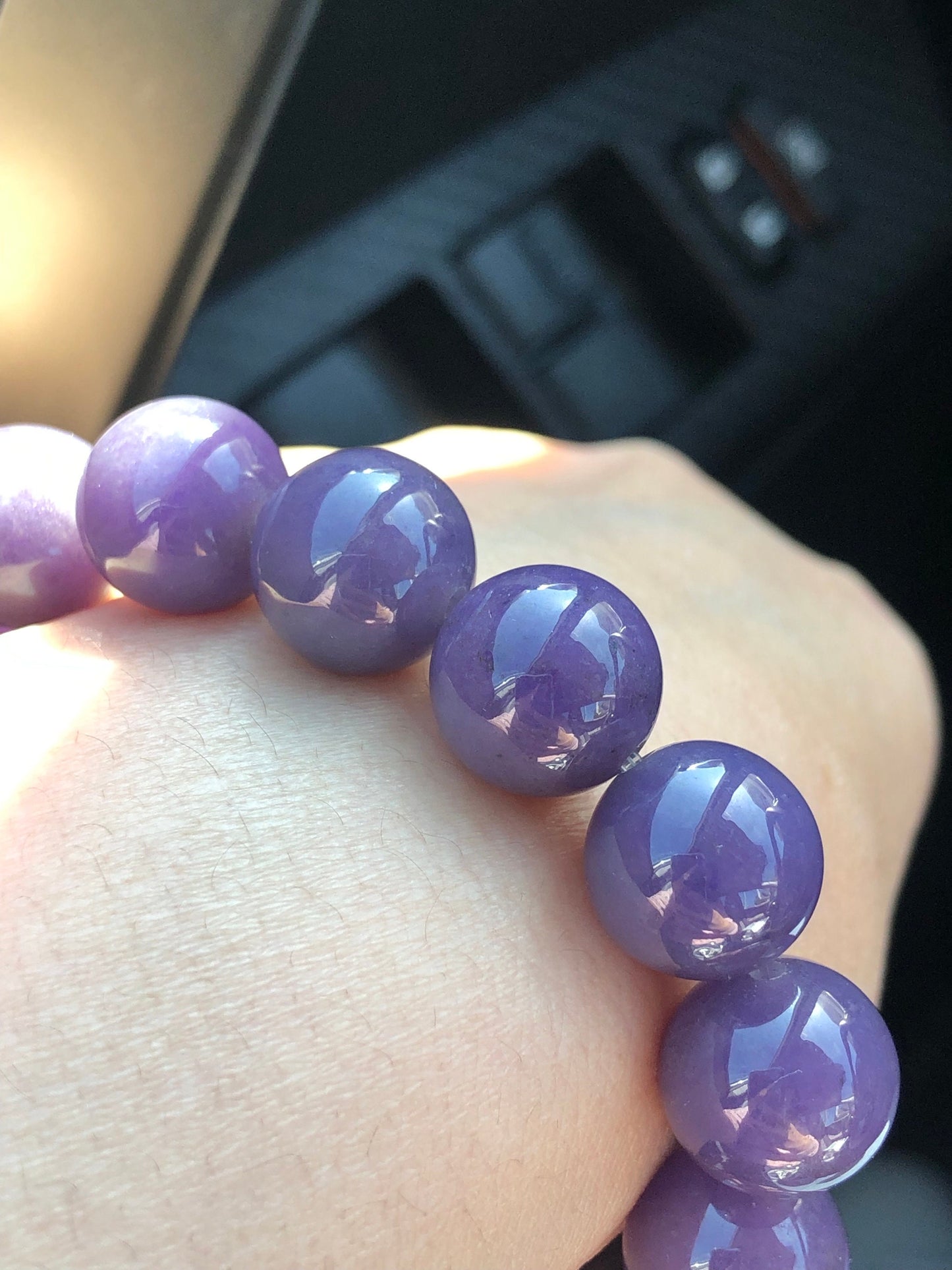 13.6 mm RARE Purple Eggplant Jadeite Jade Bead Bracelet
