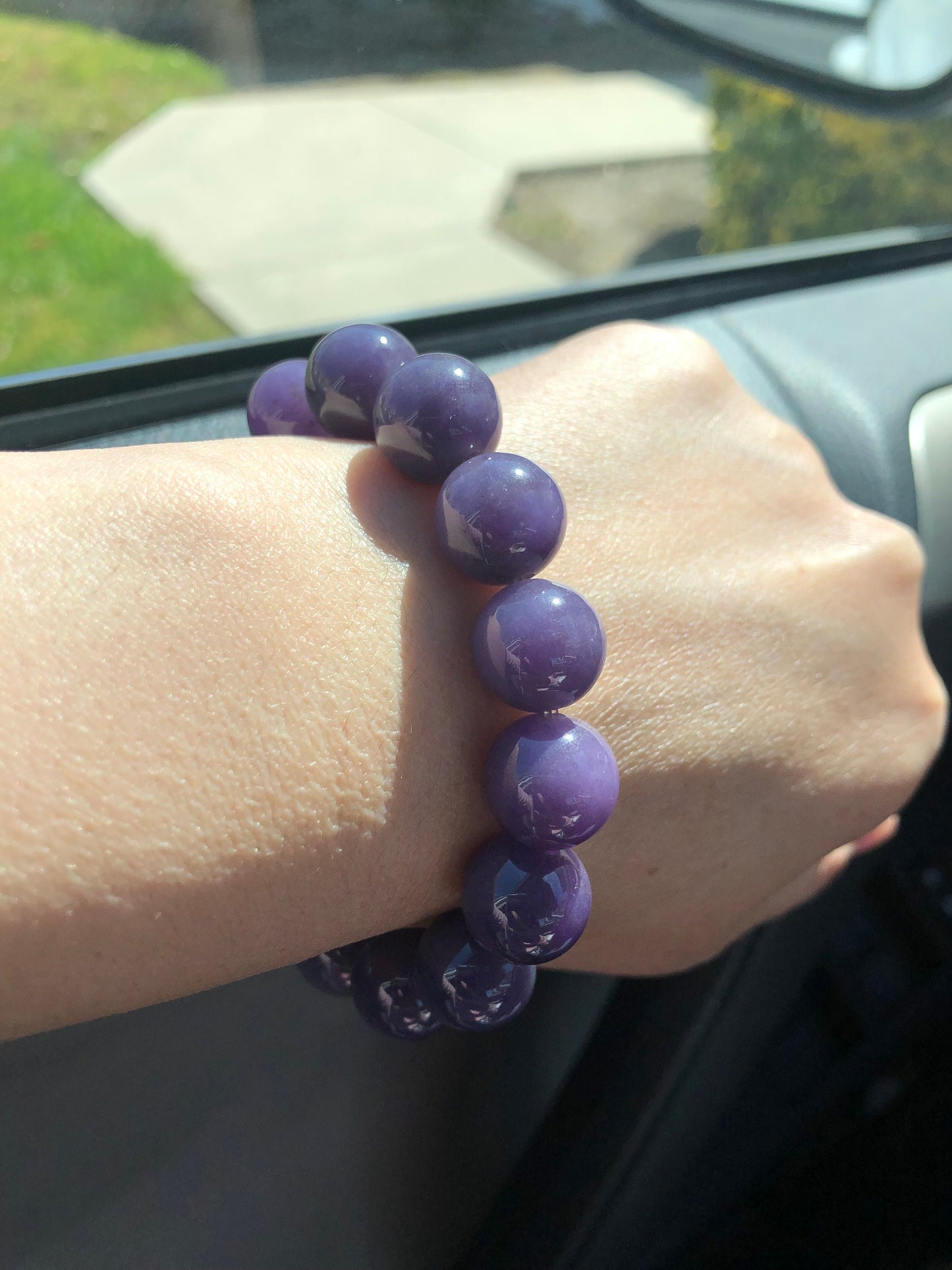 13.6 mm RARE Purple Eggplant Jadeite Jade Bead Bracelet