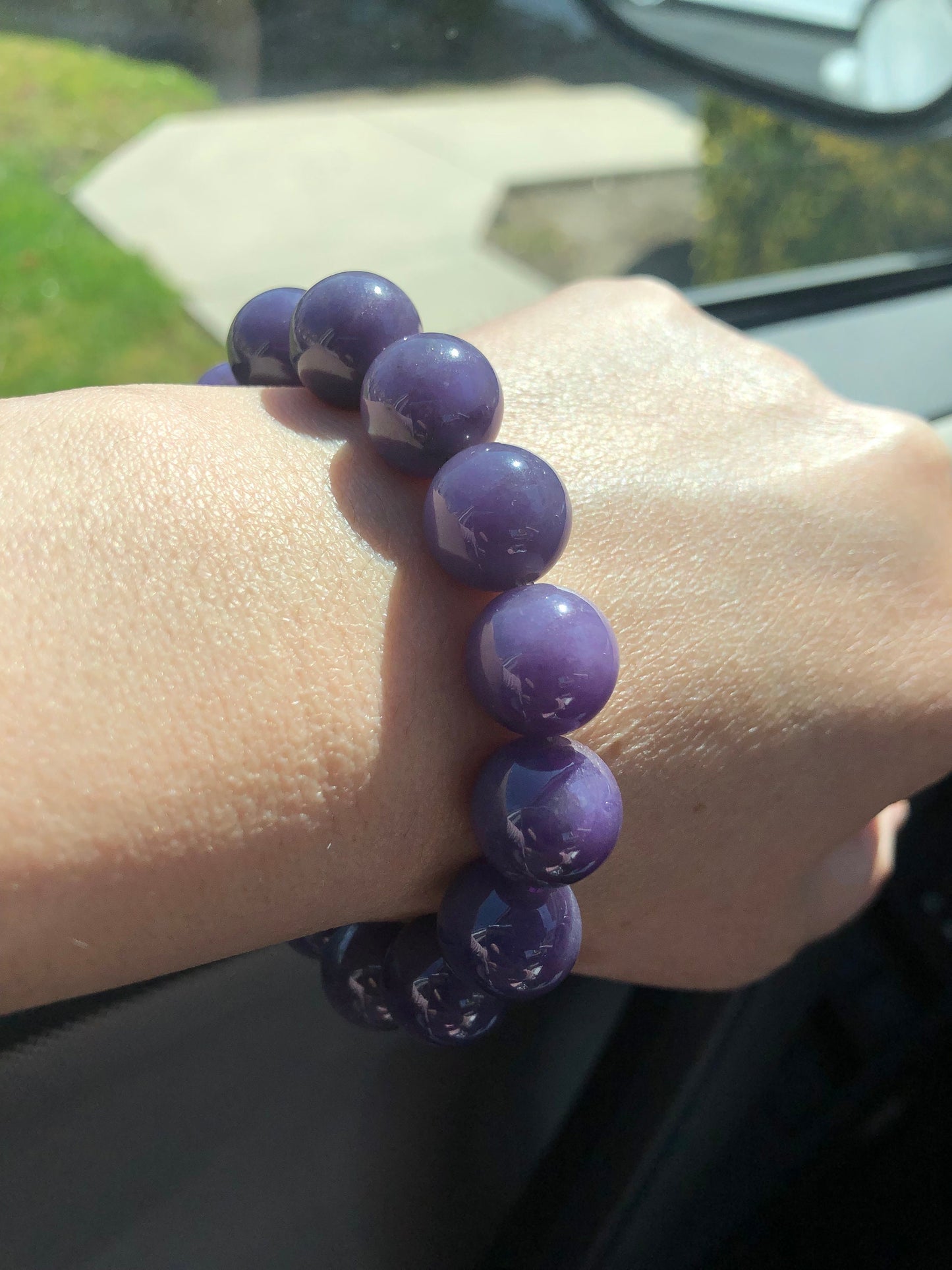 13.6 mm RARE Purple Eggplant Jadeite Jade Bead Bracelet