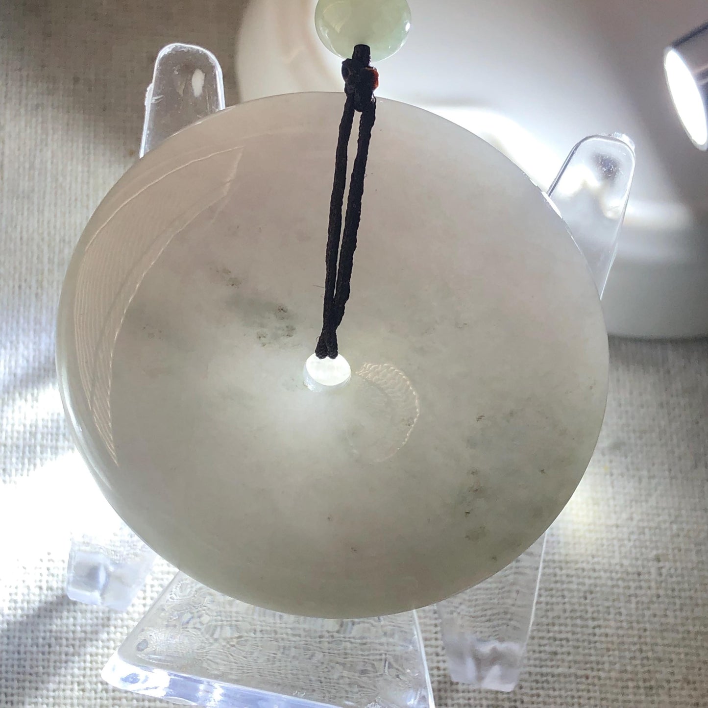 50mm Big Jadeite Jade Smokey Lavender Grey Donut Pendant