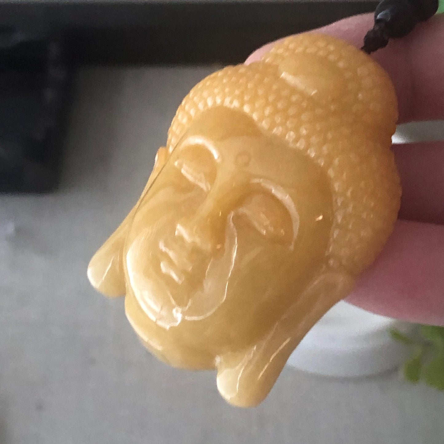 48 mm Yellow Brown Jade Jadeite Guanyin Pendant