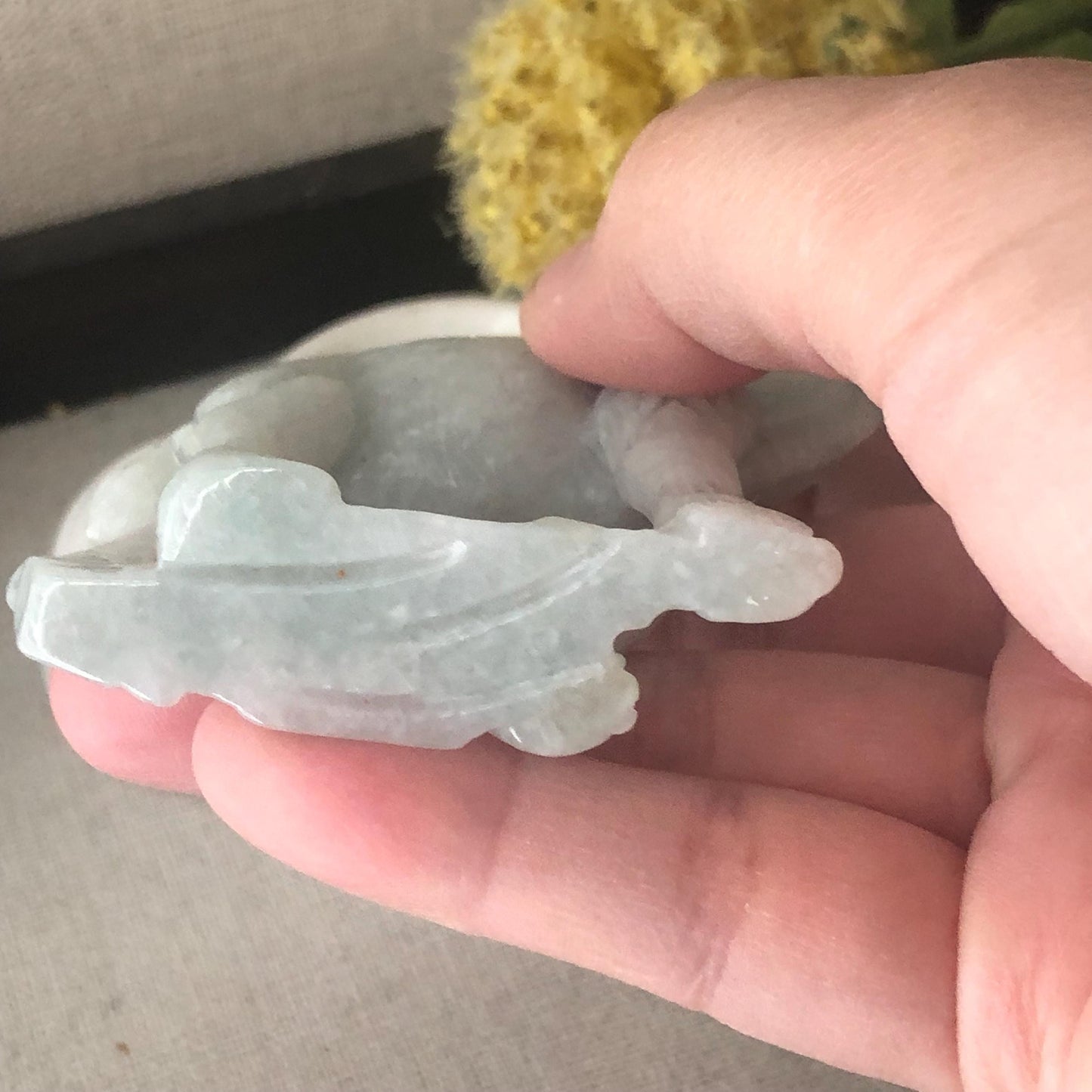 75mm Light Green Jadeite Jade Carved Camel Statue Display