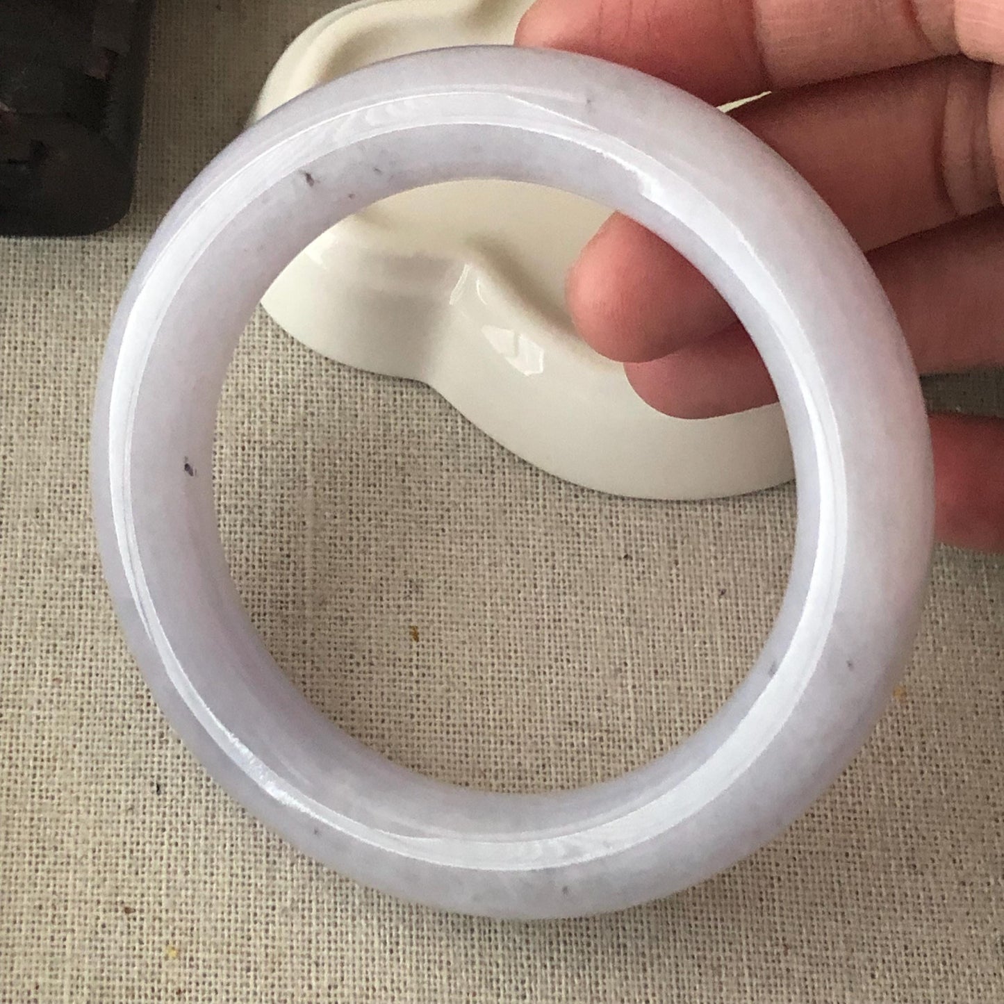 56.8 mm Icy Light Lavender Wuji Jadeite Jade Round Shaped Bangle