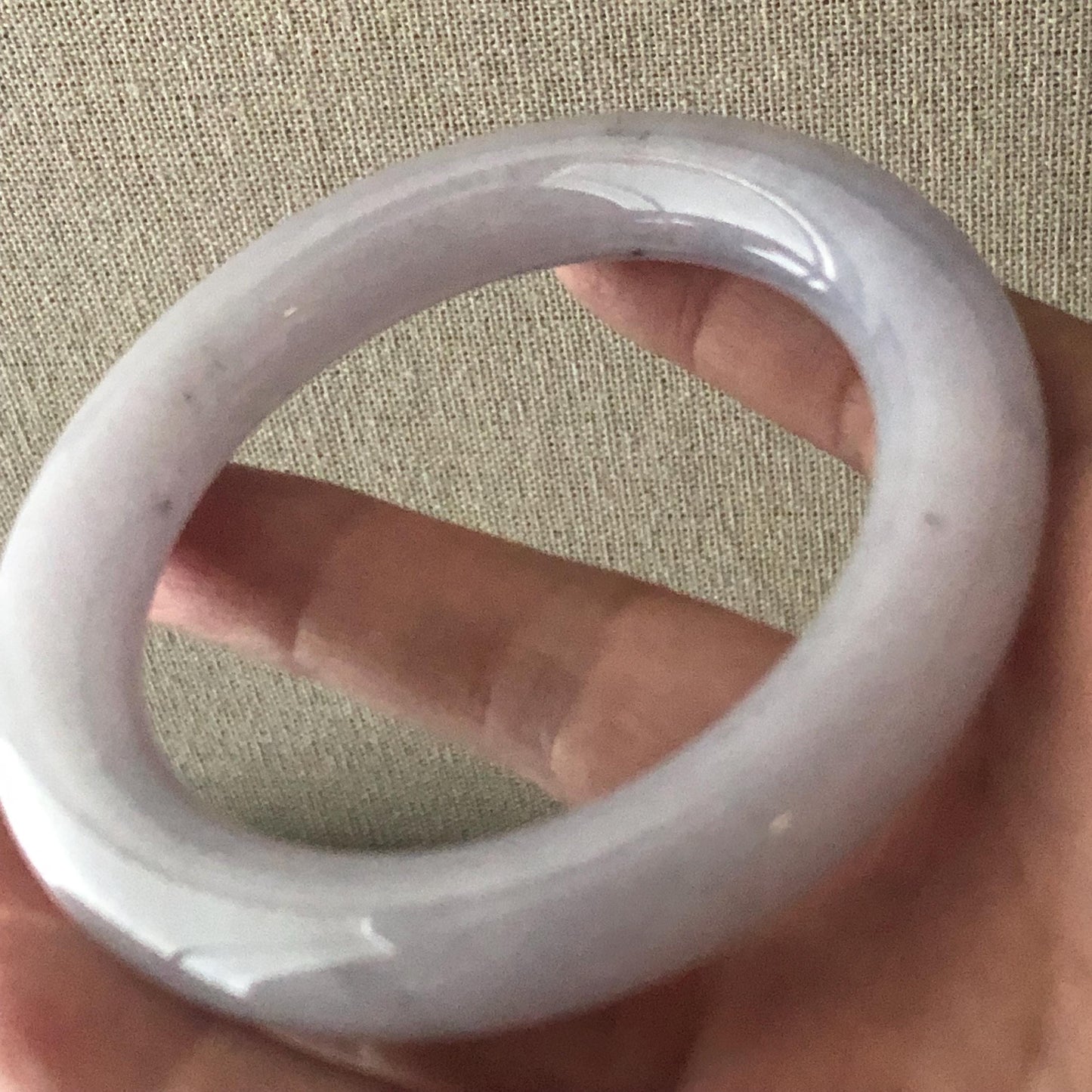 56.8 mm Icy Light Lavender Wuji Jadeite Jade Round Shaped Bangle