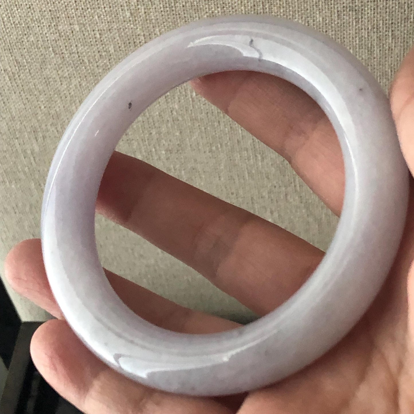 56.8 mm Icy Light Lavender Wuji Jadeite Jade Round Shaped Bangle