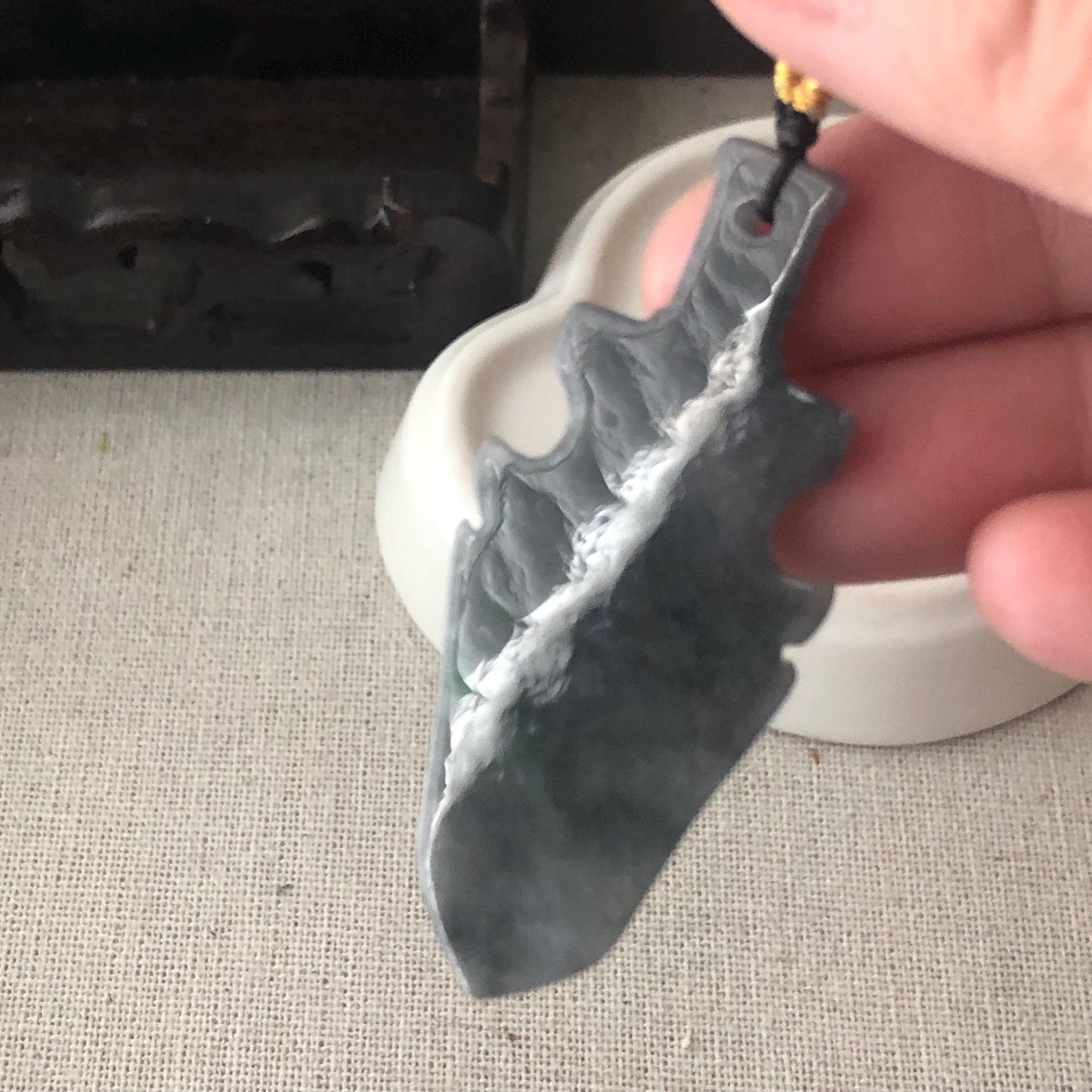 55.5 mm Icy Wuji Sword Jadeite Jade Pendant
