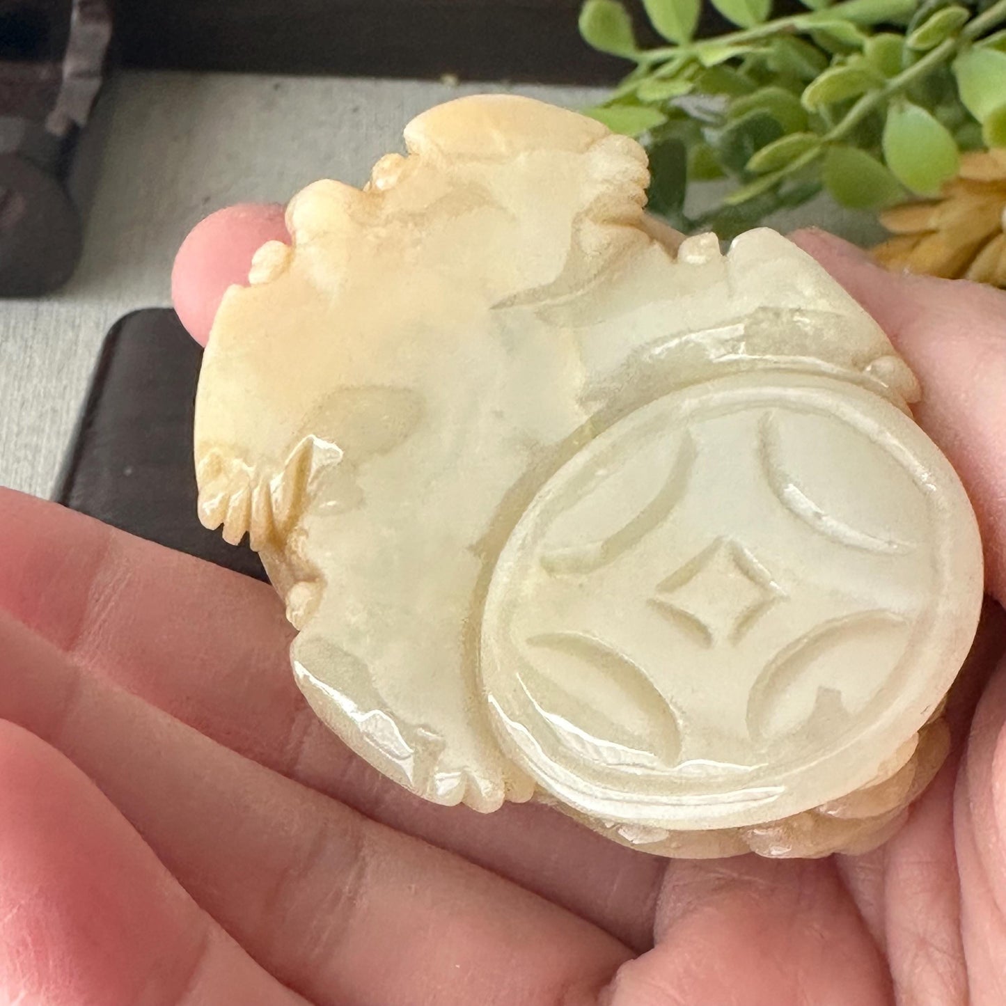 63mm Yellow Jadeite Jade Carved Dragon Turtle Display Statue