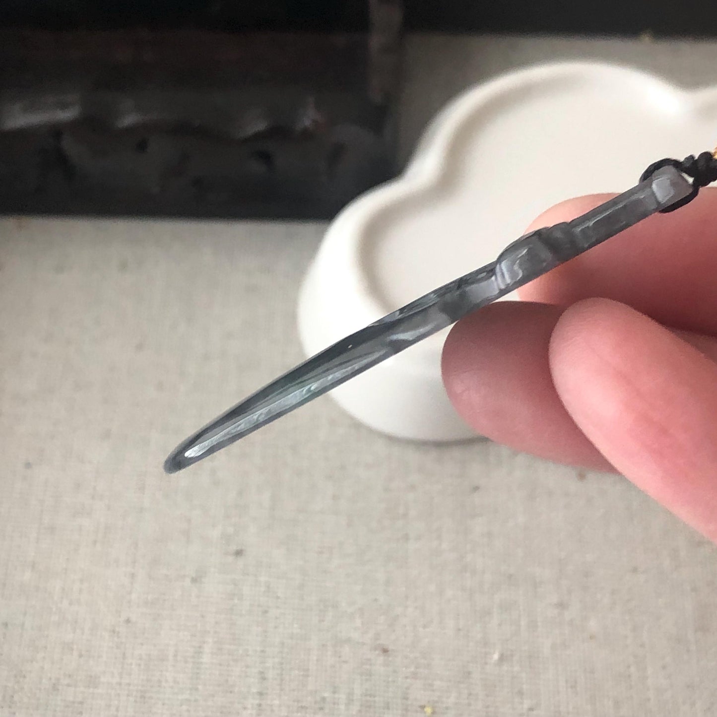 55.5 mm Icy Wuji Sword Jadeite Jade Pendant