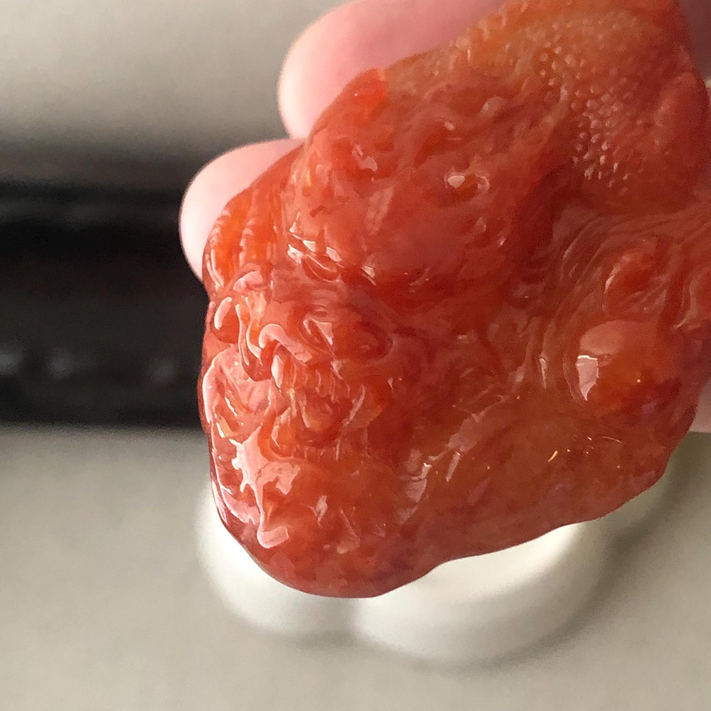 50mm Red Jadeite Jade Carved Dragon Pendant