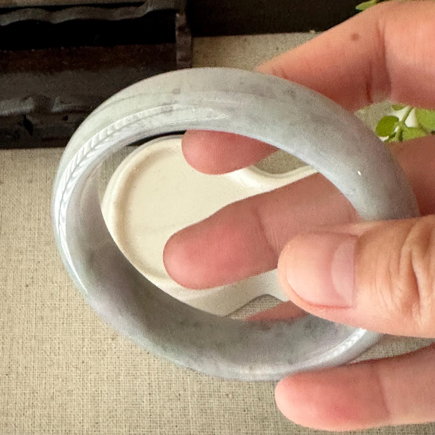 58mm Lavender Wuji Green Grey Jadeite Jade D-shaped Bangle